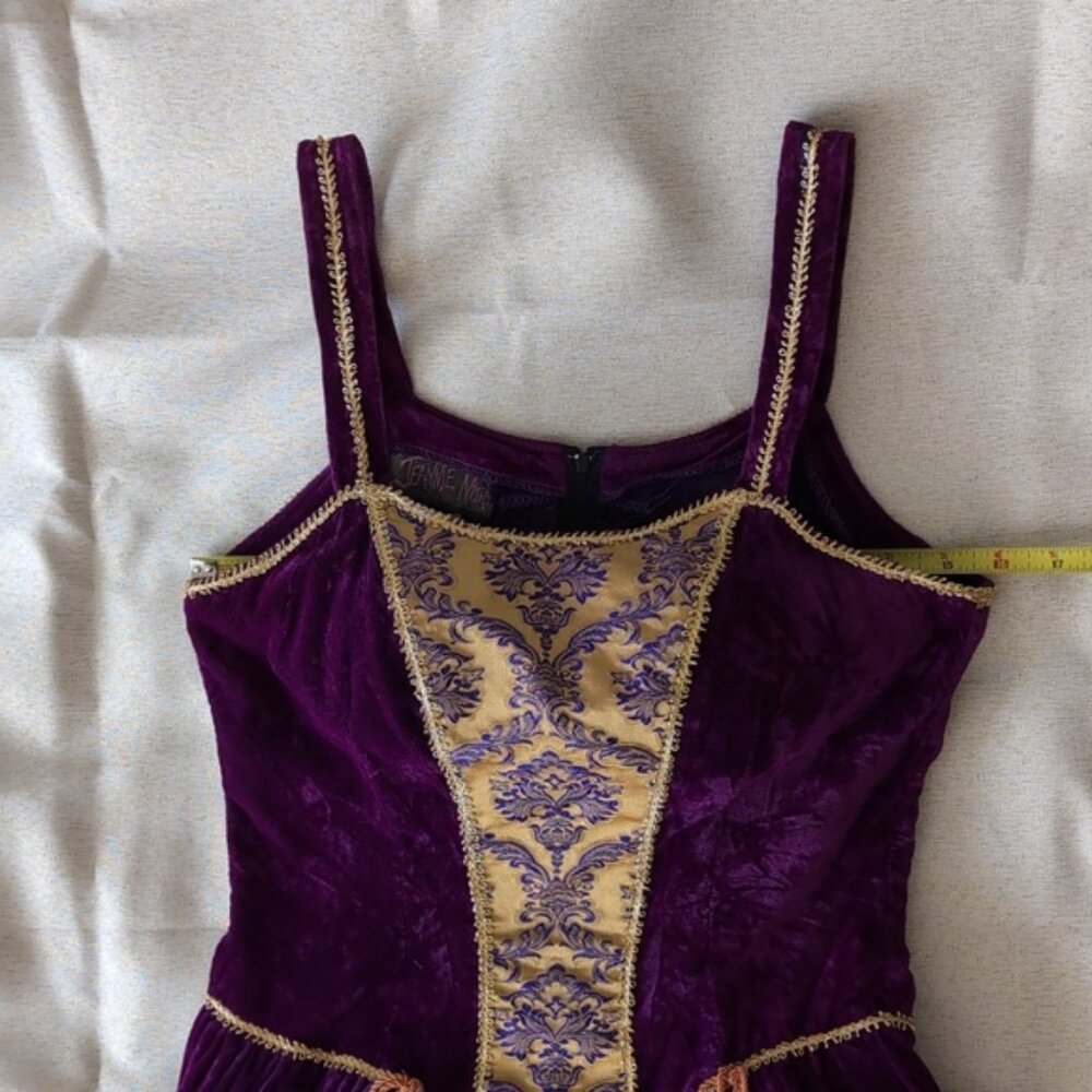 1990s Vintage Jeannie Nitro Purple and Gold Women's Dress - Picture 12 of 14